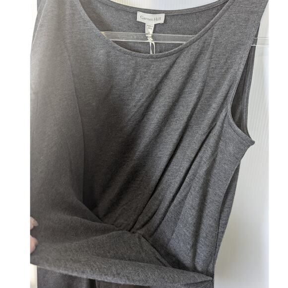 Garnet Hill Cross Pleated Knit Dress Sleeveless Gray Pleated Stretch NWT Small - Picture 7 of 9